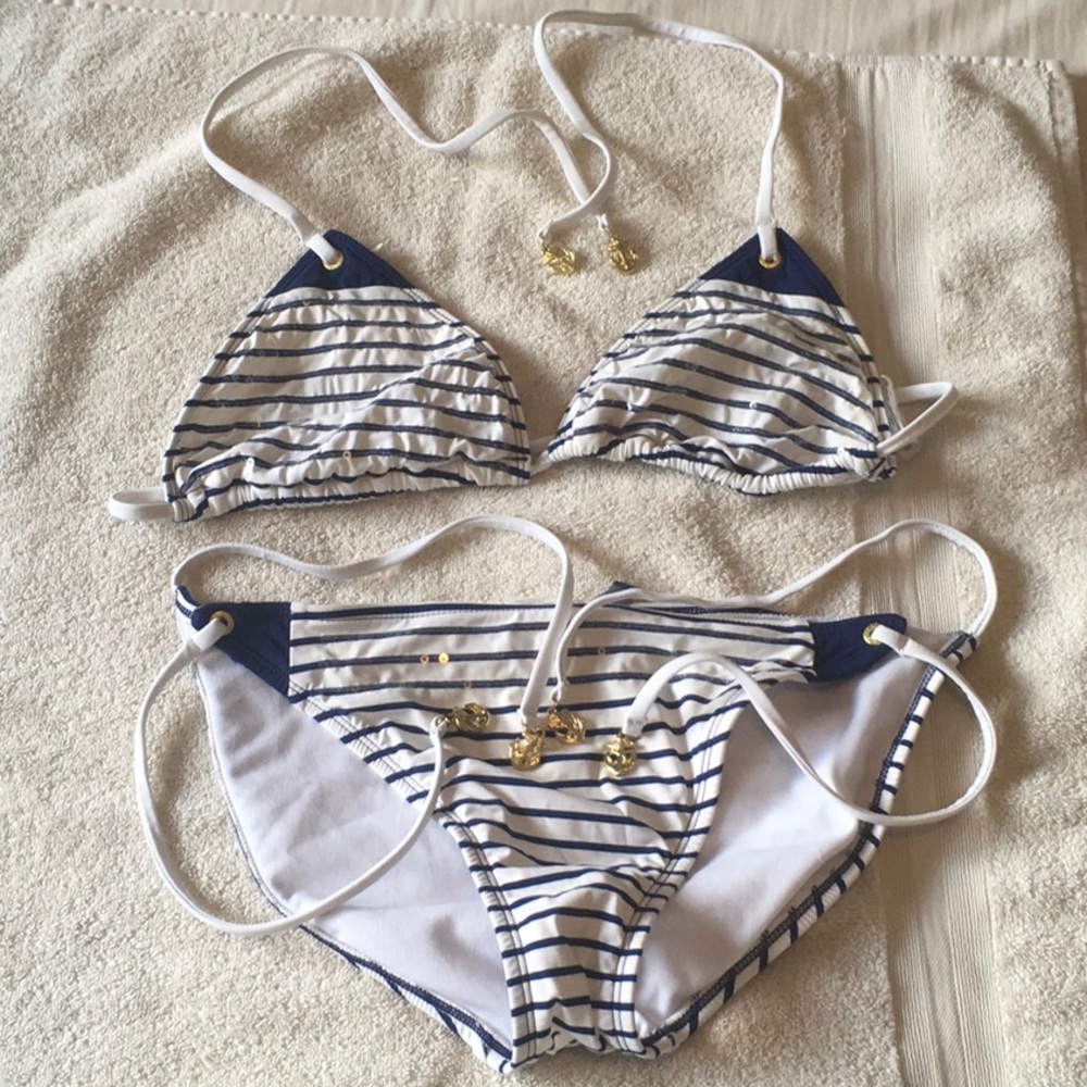 Blue and white anchors themed bikini